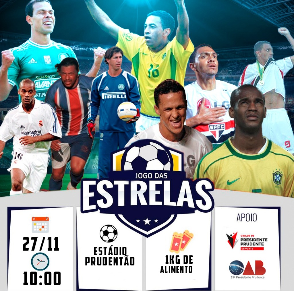 Estádio Prudentão recebe estrelas do futebol em jogo beneficente dia 27 de novembro
