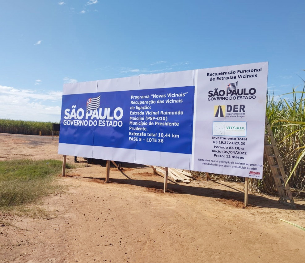 Pavimentação da vicinal Prudente/Ameliópolis ao rio do Peixe/Flórida será iniciada