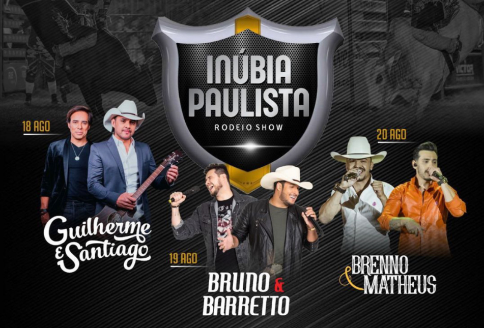 Rodeio de Inúbia Paulista acontece na próxima semana com grandes shows