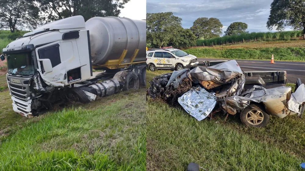 Idoso e cachorro morrem em batida frontal com caminhão em rodovia de Itápolis