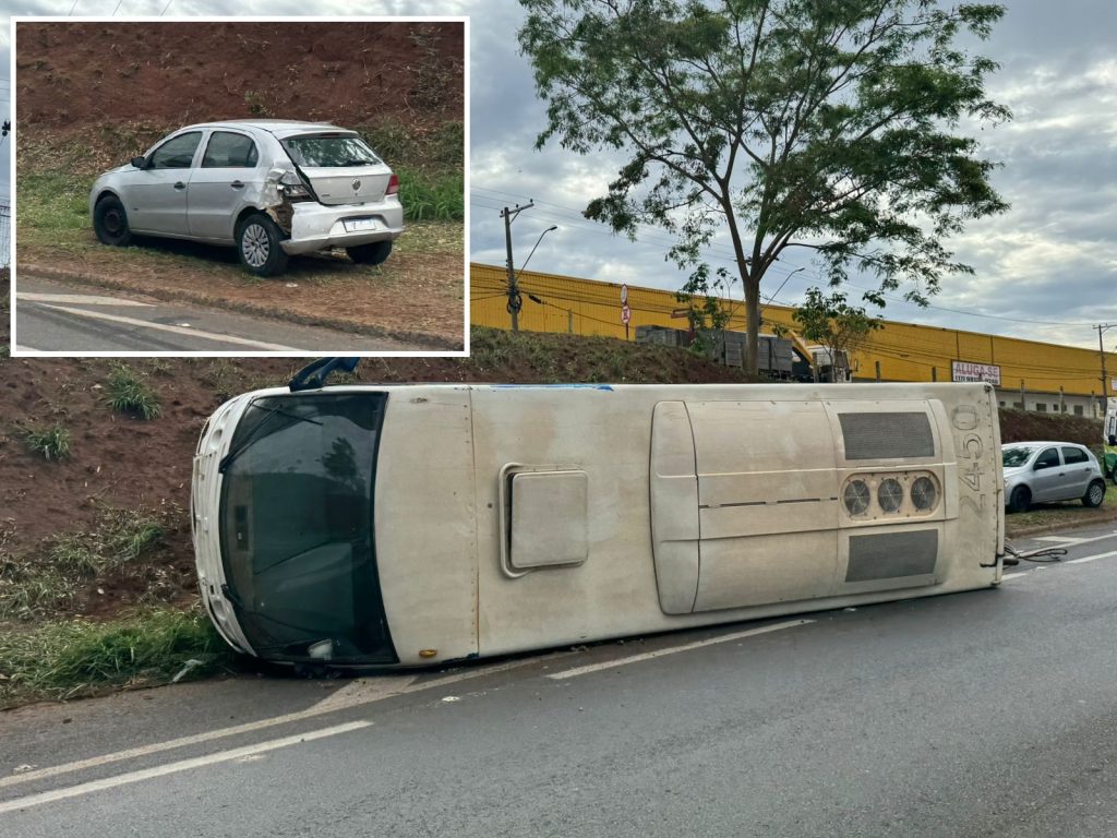 Ônibus e automóvel se envolvem em acidente na Washington Luís