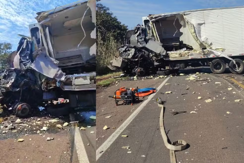 Colisão entre caminhão e carreta mata dois motoristas e interdita BR-262 em MS