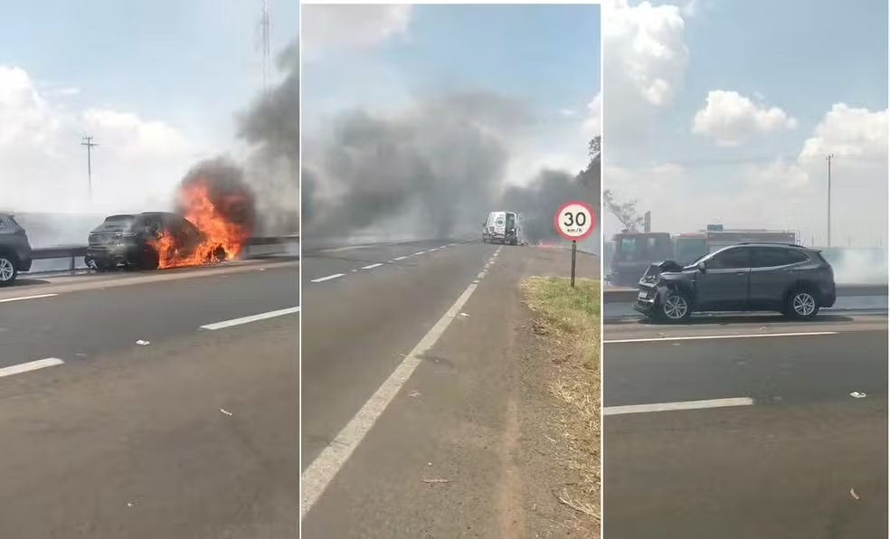 Três pessoas morrem e outras 4 ficam feridas em engavetamento provocado por fumaça de incêndio em rodovia