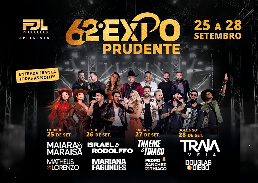 REGIÃO: Expo Prudente tem grade de shows definida e pela primeira vez com entrada gratuita todas as noites