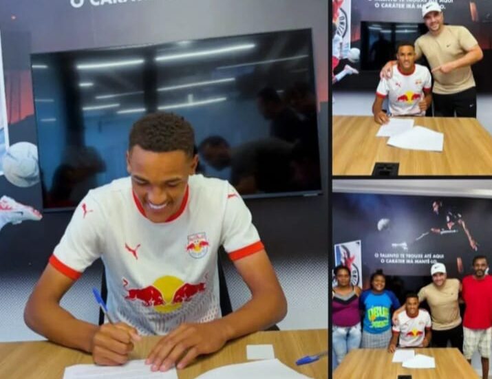 Jogador natural de Pracinha, Caique “Chico”, assina contrato profissional com o Red Bull Bragantino