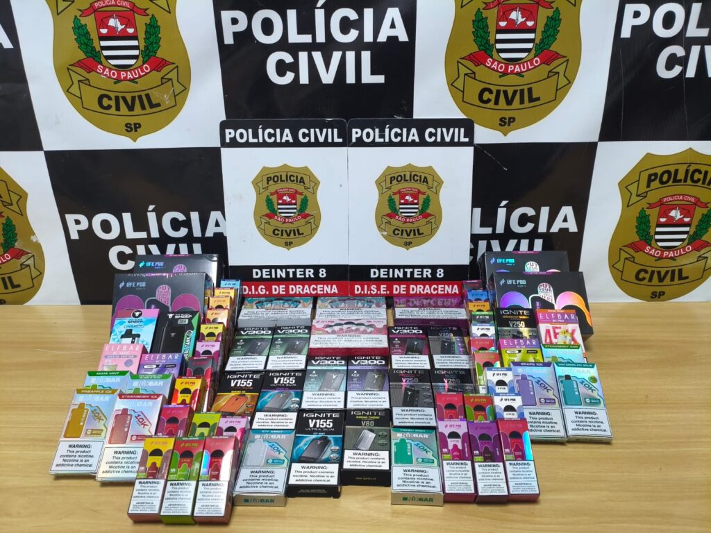 Polícia Civil apreende mais de 90 dispositivos eletrônicos para fumar em Dracena