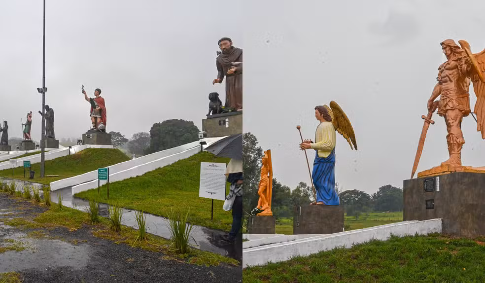 Espaço com santos gigantes às margens de rodovia no interior de SP é ampliado e ganha sete novas imagens religiosas