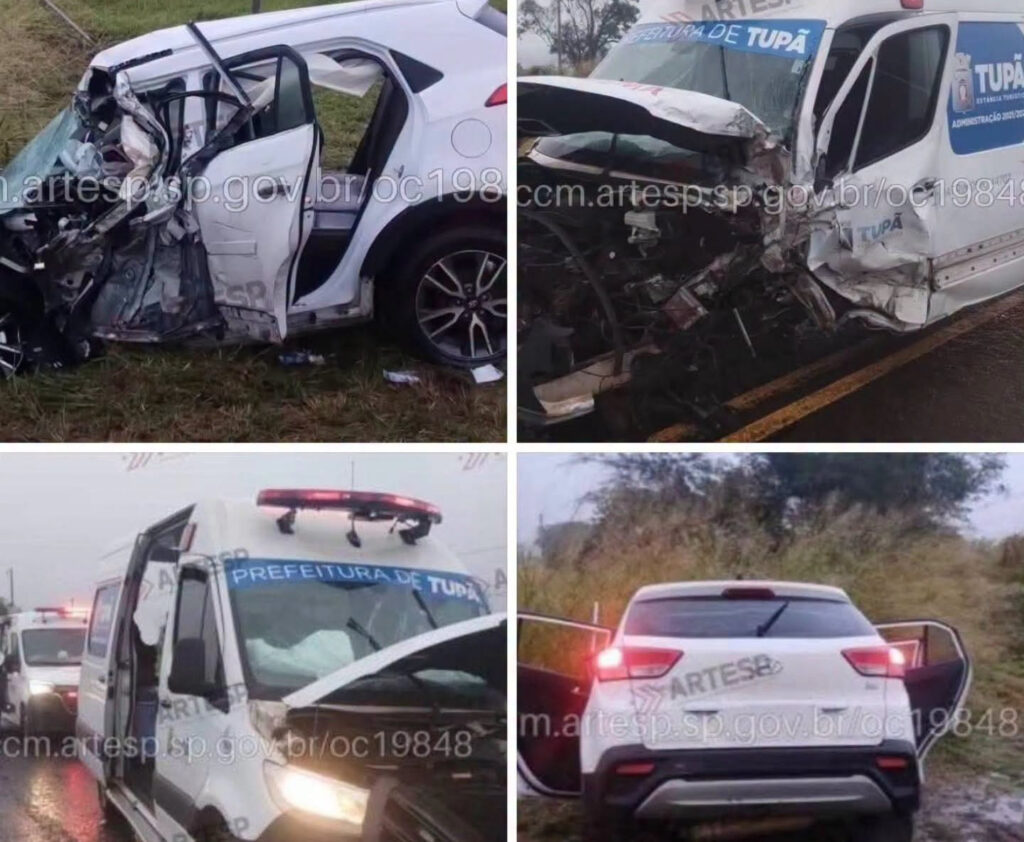 Grave acidente entre ambulância e SUV deixa oito vítimas na SP-294