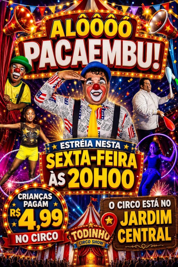 PACAEMBU: TODINHO CIRCO SHOW estreia nesta sexta-feira na praça municipal