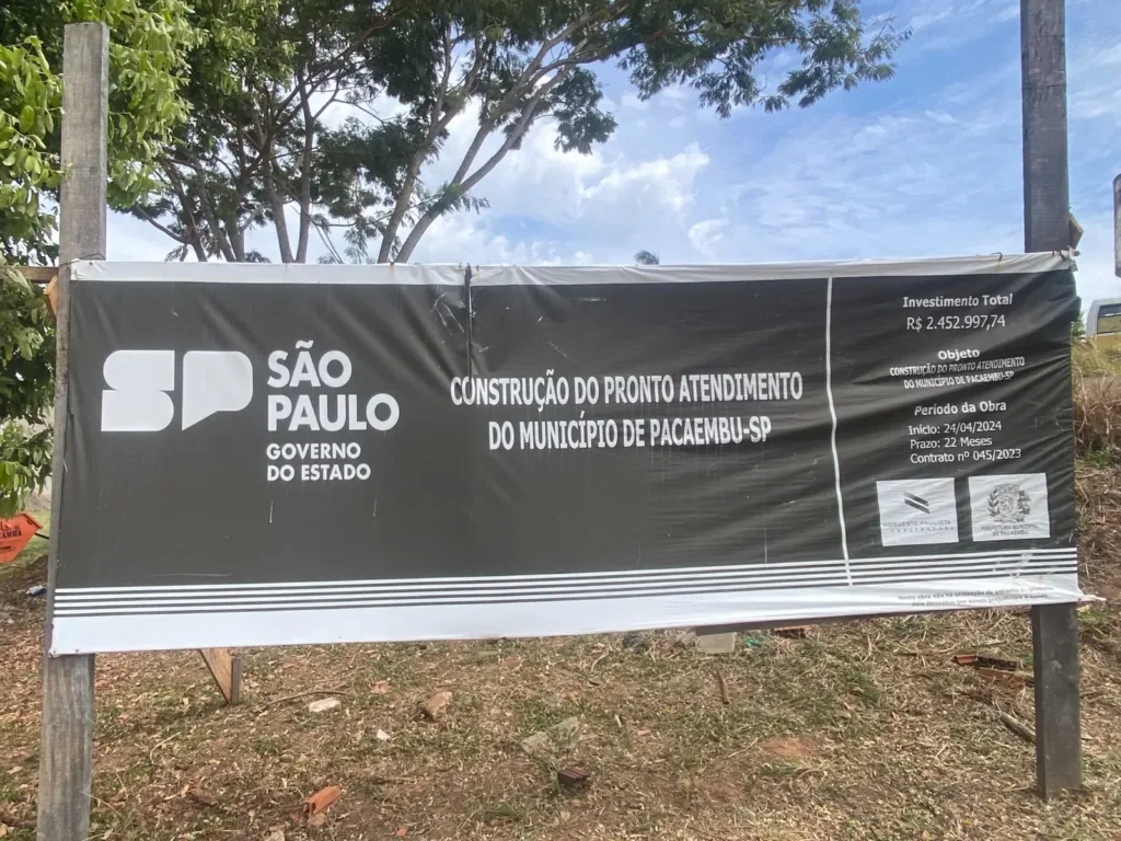 PACAEMBU: Construção do Pronto Atendimento do município deveria ter sido entregue em fevereiro, mas obra segue atrasada