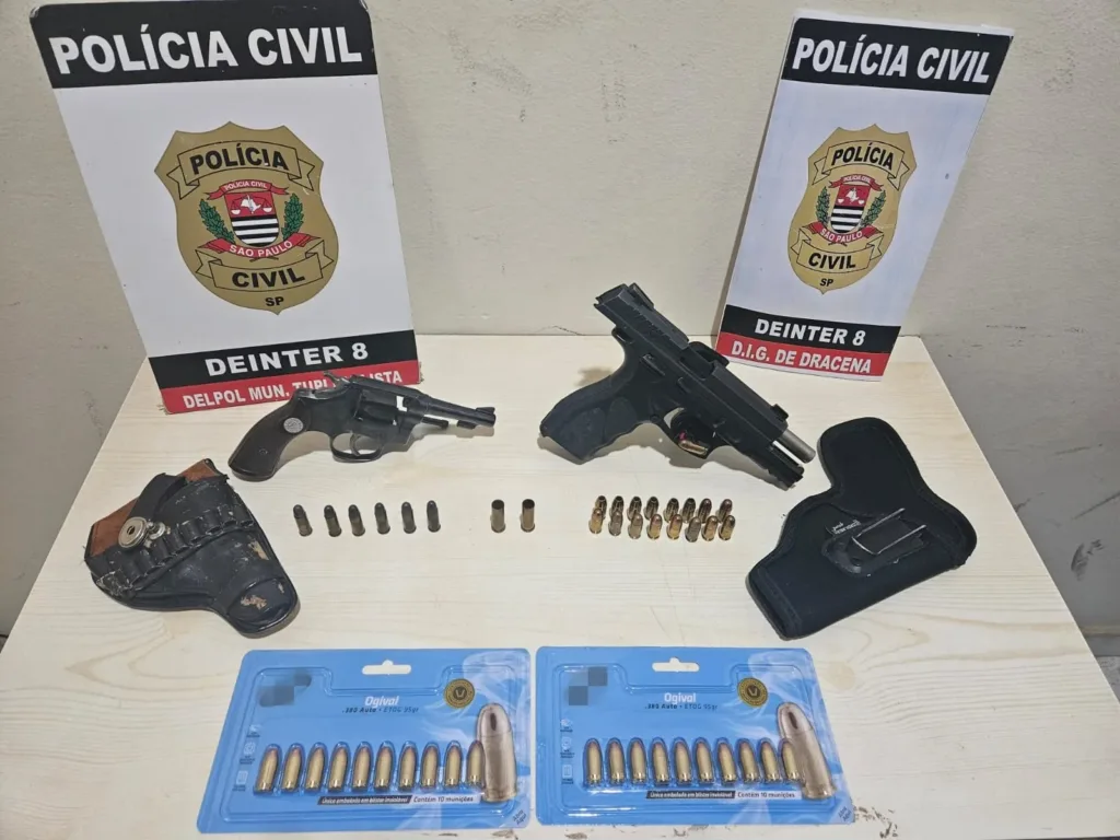 Polícia Civil apreende armas de fogo e munições durante cumprimento de mandado de busca em Tupi Paulista